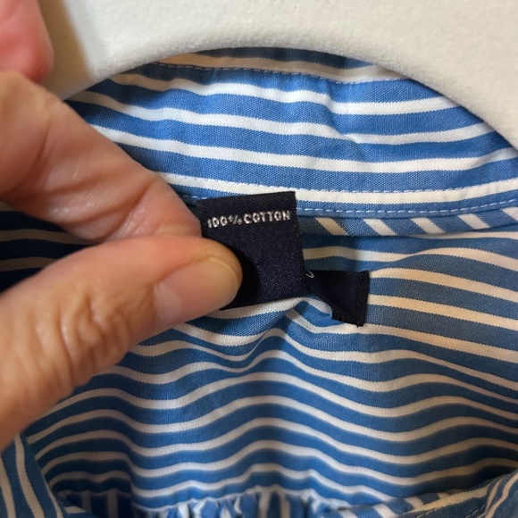 Lands End Long Sleeve Shirt Button Up Blue White‎ Stripe Women's 100% Cotton 12 - Picture 8 of 9